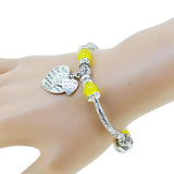 Fashion serling silver jewelry love heart charm bangles & bracelets glass beads strand bracelets for women fine jewelry