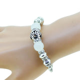 Fashion serling silver jewelry love heart charm bangles & bracelets glass beads strand bracelets for women fine jewelry