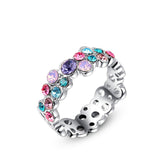 Fashion Colorful Austrian Crystal Ring white Gold Plated Gift Jewelry for Women
