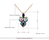 Fashion multicolor Owl Necklace with Austrian Crystal Gold Plated Women Jewelry