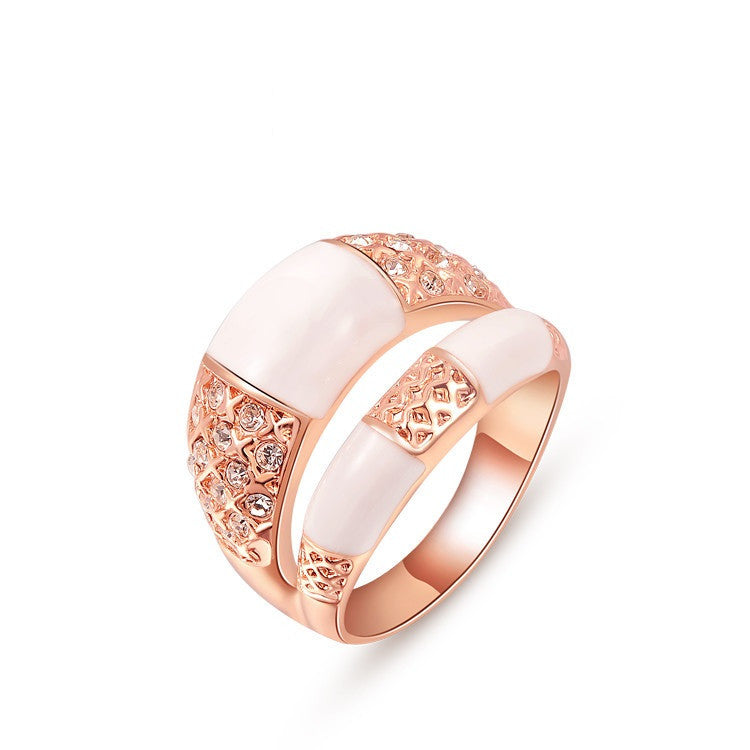 Rose Gold Plated Fashion Big Ring with Austrian Crystal Women Jewelry for Party