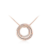18K Rose Gold Plated Austrian Crystal Round Pendant Necklace Jewelry for women