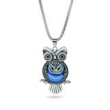 Fashion Owl pendant necklace newest glass cabochon necklace in jewelry vintage sterling silver statement chain necklace