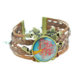 Newest Bracelet Bangles life tree Galaxy Cabochon vintage bronze butterfly Leather Bracelet For Women Men