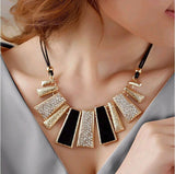 New Fashion Design Beads Enamel Bib Leather Braided Rope Chain Necklace