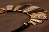 New Fashion Design Beads Enamel Bib Leather Braided Rope Chain Necklace