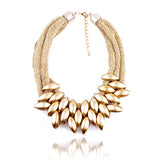 HOT Women Punk Gold Acrylic Waterdrop Pendant Close Knit Multilayer Twist Chain Chunky Choker Necklaces Gift