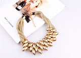 HOT Women Punk Gold Acrylic Waterdrop Pendant Close Knit Multilayer Twist Chain Chunky Choker Necklaces Gift
