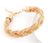New women metal winding bracelet with a rope