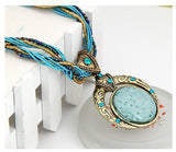 New Bohemian Necklace Jewelry Fashion Popular Retro Bohemia Style Multilayer Beads Chain Crystal Gem Grain Pendant Necklace