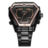 WEIDE Men Watch Stainless Steel LED Digital Quartz Multi-function Waterproof Casual Sports Watches Man Dress Wristwatches