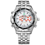 WEIDE Watches Men Luxury Brand Stainless Steel Military Watch Multifunction Waterproof LED Digital Quartz Wristwatches