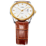 Top Brand WEIDE Luxury Quartz Watch Gold Genuine Leather Strap Men Dress Watches Casual Rhinestone Men Wristwatches