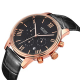 Orginal MEGIR Chronograph 6 Hands 24 Hours Function Men Top Luxury Brand Watch Genuine Leather Men Business Watch Casual Watch