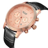 Orginal MEGIR Chronograph 6 Hands 24 Hours Function Men Top Luxury Brand Watch Genuine Leather Men Business Watch Casual Watch