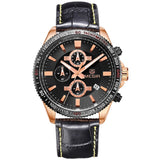 Megir New Chronograph Function Sport Watch Men Luxury Brand Watches Genuine Leather Quartz Casual Watch Men Wristwatch