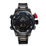 WEIDE Luxury Brand Men Sports Watches Full steel Army Military Watch LED Digital Analog 30m Waterproof Dive Quartz Wristwatches