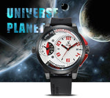 WEIDE Universe Mens Watch Two Time Zones Analog Calendar Display Oversized Wristwatch 30m Waterproof Sport Watches For Men