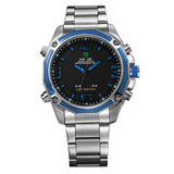 WEIDE Men Military Army Watch Analog LED Digital Stainless Steel Multifunction Quartz Sports Watch Men's Wristwatches