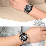PREMA Chronograph Watch Men Luxury Brand Silver Stainless Steel Date Quartz Watch Sport Watch Men Wristwatch