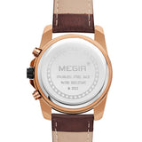 Megir New Chronograph Date Men Watch Genuine Leather Quartz Sport Watch Luxury Military Watch Men Wristwatch