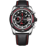 Megir New Chronograph Date Men Watch Genuine Leather Quartz Sport Watch Luxury Military Watch Men Wristwatch
