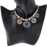 New Choker Necklace Bohemia Ethnic Collares Vintage Silver Plated Colorful Bead Pendant Statement Necklace For Women Jewelry