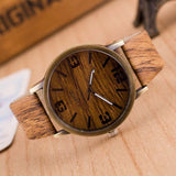 Simulation Wooden Quartz Men Watches Casual Wooden Color Leather Strap Watch Wood Male Wristwatch