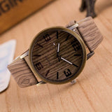 Simulation Wooden Quartz Men Watches Casual Wooden Color Leather Strap Watch Wood Male Wristwatch