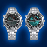 LIANDU Brand Military Watch Men's Running quartz Analog Digital Reloj Full Steel Waterproof Digital LED Watch