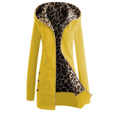 Fashion Women Lady Winter Warm Hoodies Sweatshirt Leopard Printed Slim Fit Coat Jacket Long Outerwear