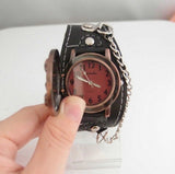 New Arrival Leather Watch wristwatches Cool Skull with Cover Design Leather Watch men TOP quality