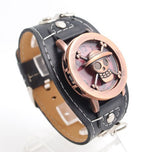 New Arrival Leather Watch wristwatches Cool Skull with Cover Design Leather Watch men TOP quality
