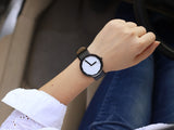 Genuine Leather Brand Luxury Women Man Watch Lovers' Quartz Watch Black White Wristwatches Montre Femme De Marque