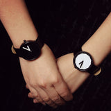 Genuine Leather Brand Luxury Women Man Watch Lovers' Quartz Watch Black White Wristwatches Montre Femme De Marque