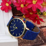 Creative Fashion Style Unisex Casual Geneva Watch Checkers Faux Leather Quartz Analog Wrist Watch