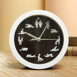 New Arrival Cre-ative Cultural Arts Sex Clock Novelty Sexy 12 Position Patterns Funny Circular Desk Table Clock Classic White