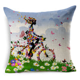 New Rural style Home Decor Cushions Bicycle Girls Style Car Home Decorative Throw Pillows Cushion