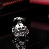 Punk Style Expendable Ring For Men 316L Stainless Steel Bird On Skull Ring Jewelry