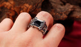 Vintage Friar Men's double cross Ring With Black/Redd/Blue three colors Stone Fashion Ring
