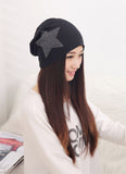 Autumn Fashion New Knit Baggy Beanie Hat with Star Female Warm Winter Hats for Girls Women Beanies Bonnet Head Cap