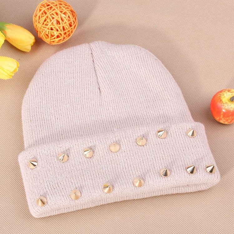 Fashion Unisex Men Knitted Hat Female Jelly Fluo Hat Autumn and Winter Hats for Women Plastic Rivets Wrap Gorro Beanies Cap