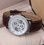 Hot Sale Classic Retro Gold Silver Skeleton Watch Leather Band Big Dial Men Women Girl Boy Luxury Wristwatch