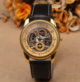 Hot Sale Classic Retro Gold Silver Skeleton Watch Leather Band Big Dial Men Women Girl Boy Luxury Wristwatch