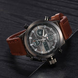 Men Sport Military Watch AMST Brand Dive LED Watches Genuine Leather Quartz Watch Men Wristwatches