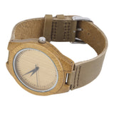 Fashion Men's Watches Bamboo Wood Wooden Watch Genuine Leather Band