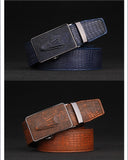 Fashion croco automatic buckle genuine leather belts for men vintage mens belts luxury brand belt men
