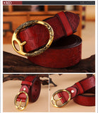 Fashion 100% genuine leather Belts for women brand designer Carved vintage leather belt