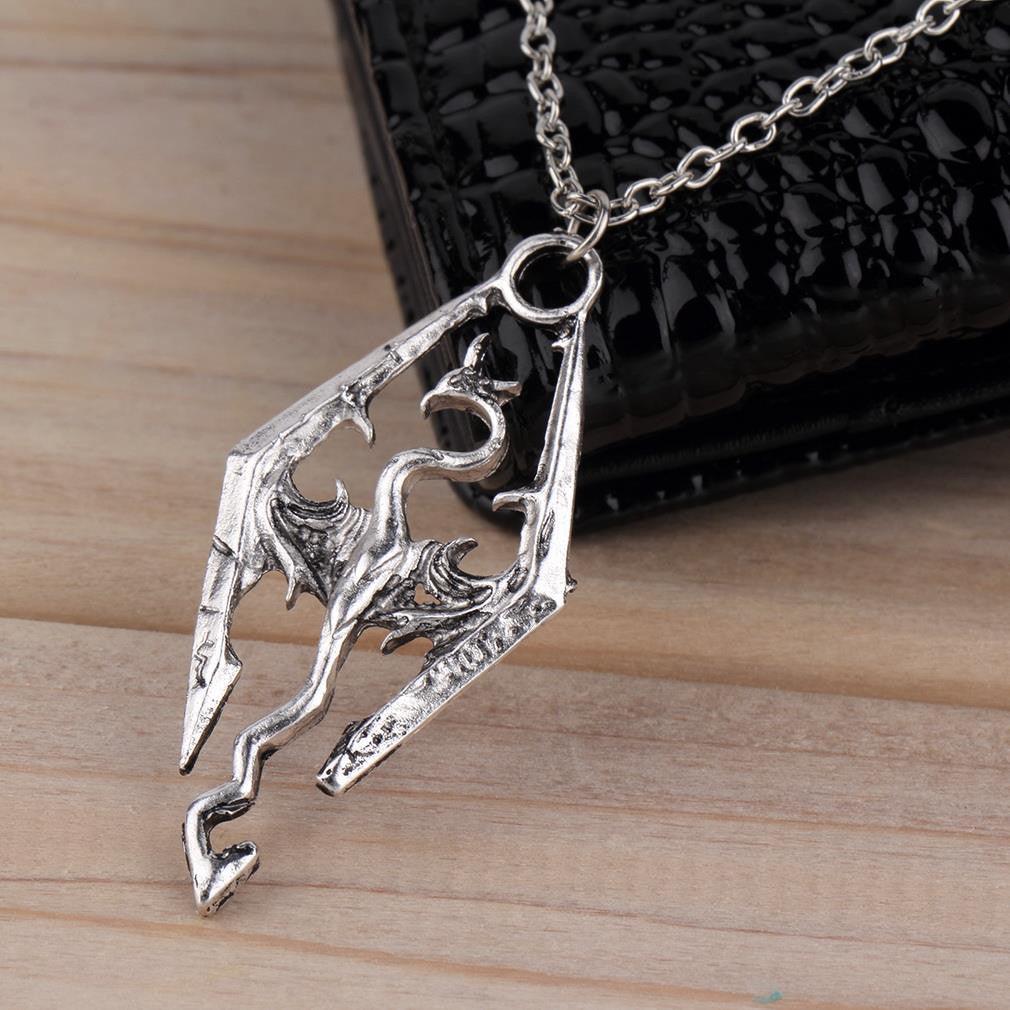 New Dinosaur Pendant Necklace Skyrim Elder Scrolls Dragon Pendants Vintage Necklace for Men/Women Jewelry