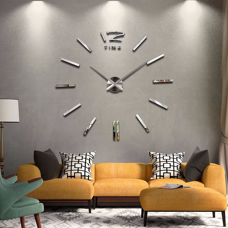 New hot sale clock watch wall stickers clocks home decoration modern quartz diy 3d acrylic Mirror Metal